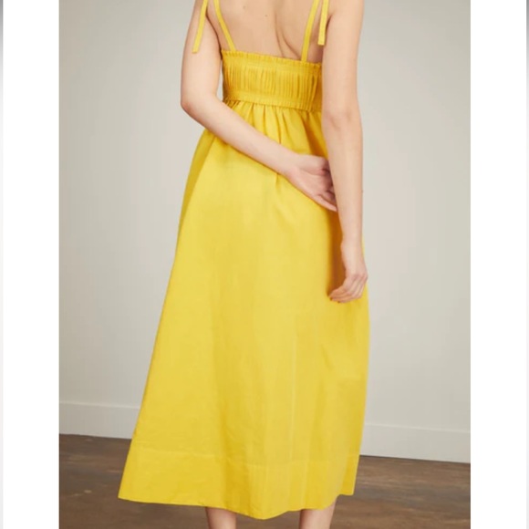 NWT Ulla Johnson Latricia Tie Strap Linen Dress - size 6, sunsprite yellow - Picture 4 of 4